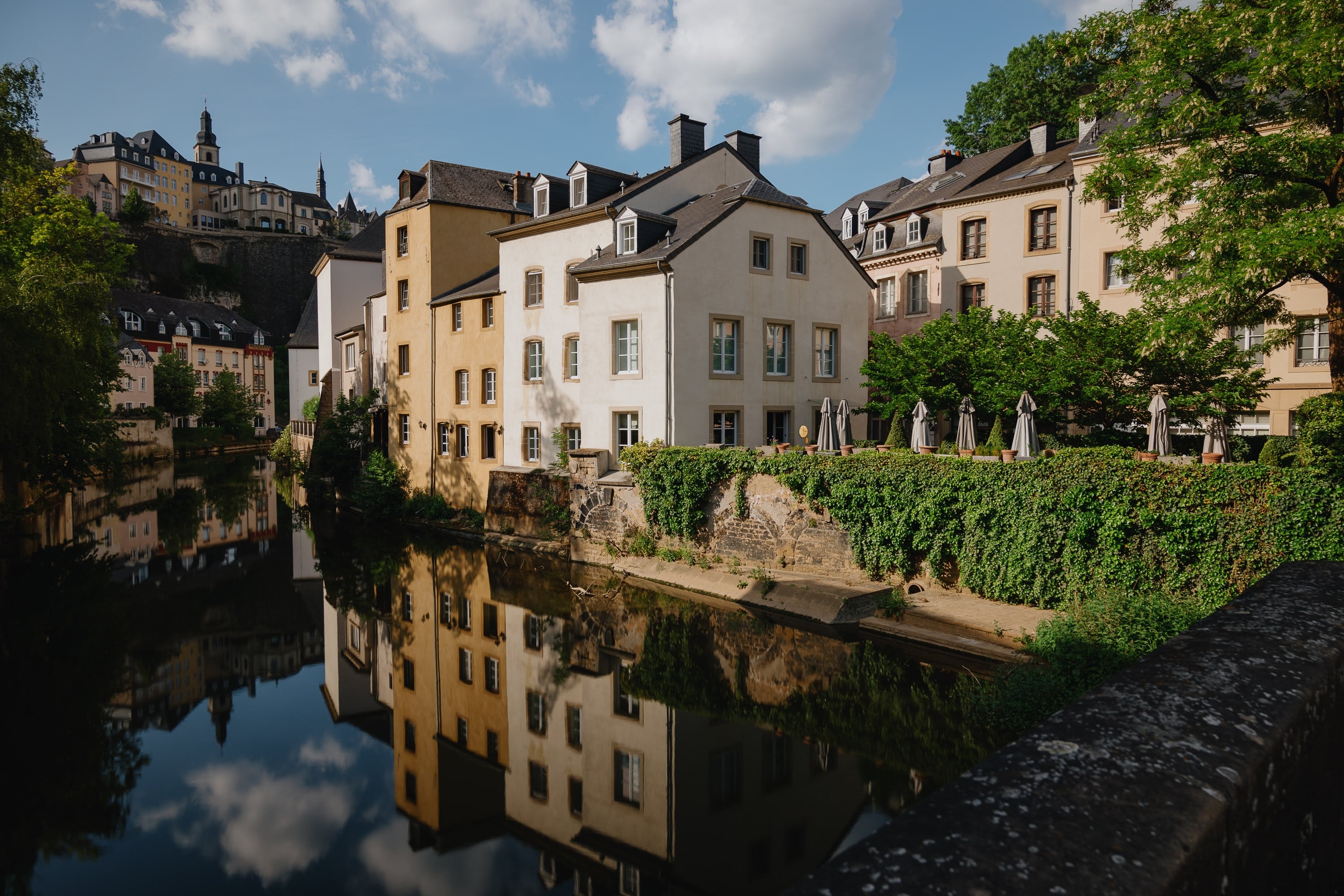 The Grund District in Luxembourg, next to the Alzette river